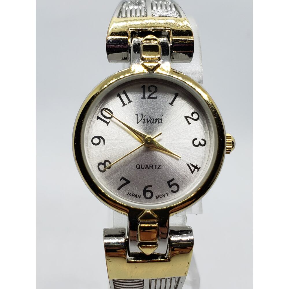 Vivani K4100AKL 1216 Women's bangle watch. Silver iridescent face, gold accents